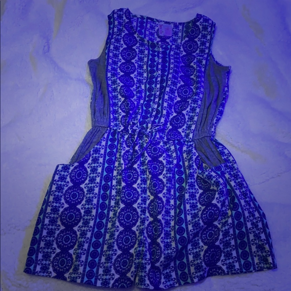 Blue and white romper
